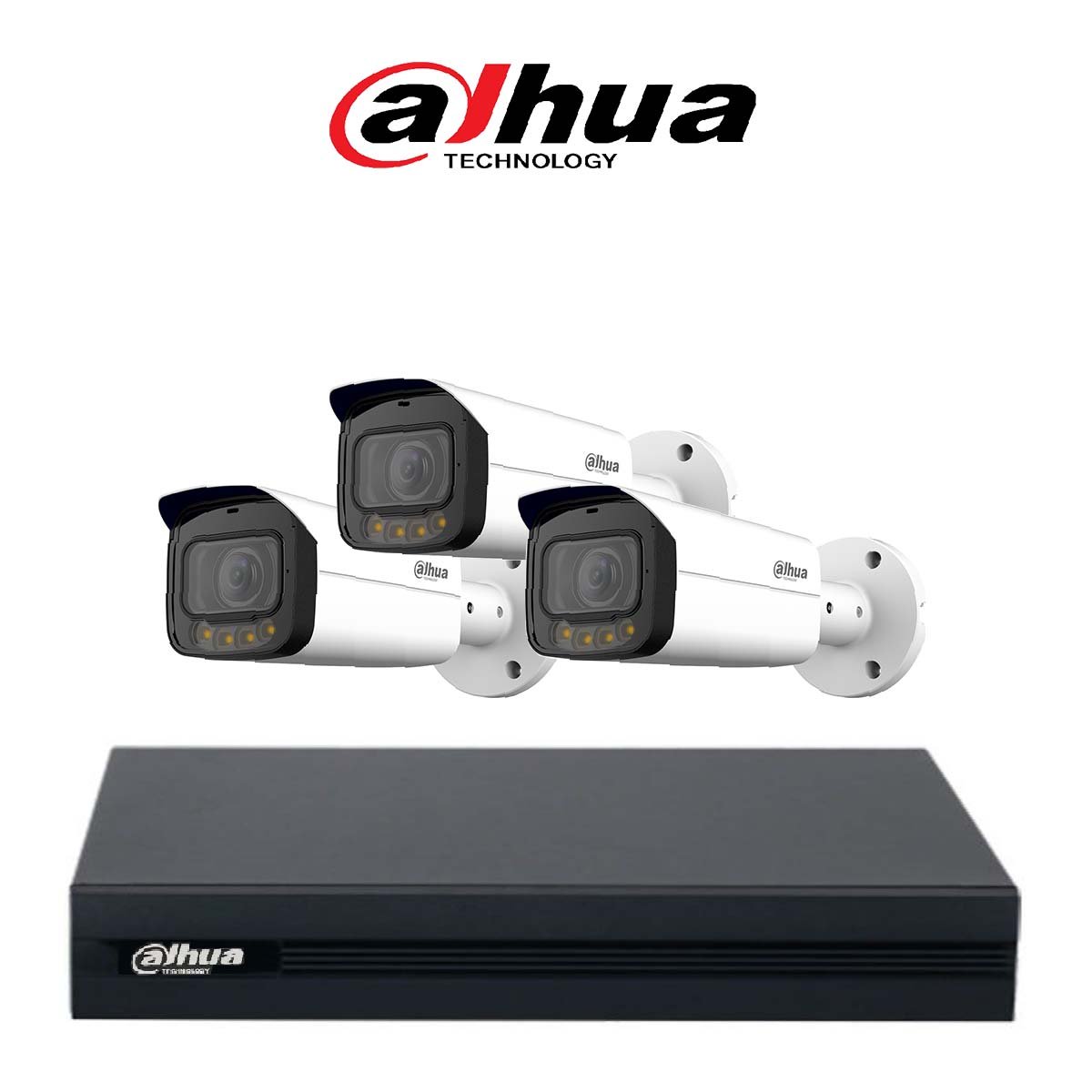 باقة من ثلاث كاميرات خارجية داهوا 8MP
